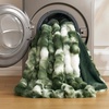 image:imageCozy Bliss Faux Fur Throw Blanket for Couch Fuzzy Soft Plush Thick Bubble Blanket for Sofa Bedroom Living Room 50  60 Inches BeigeTiedye Olive Green