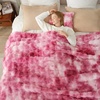 image:imageCozy Bliss Faux Fur Throw Blanket for Couch Fuzzy Soft Plush Thick Bubble Blanket for Sofa Bedroom Living Room 50  60 Inches BeigeTiedye Pink