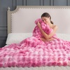image:imageCozy Bliss Faux Fur Throw Blanket for Couch Fuzzy Soft Plush Thick Bubble Blanket for Sofa Bedroom Living Room 50  60 Inches BeigeTiedye Pink