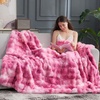 image:imageCozy Bliss Faux Fur Throw Blanket for Couch Fuzzy Soft Plush Thick Bubble Blanket for Sofa Bedroom Living Room 50  60 Inches BeigeTiedye Pink