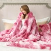 image:imageCozy Bliss Faux Fur Throw Blanket for Couch Fuzzy Soft Plush Thick Bubble Blanket for Sofa Bedroom Living Room 50  60 Inches BeigeTiedye Pink