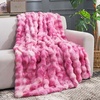 image:imageCozy Bliss Faux Fur Throw Blanket for Couch Fuzzy Soft Plush Thick Bubble Blanket for Sofa Bedroom Living Room 50  60 Inches BeigeTiedye Pink