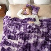image:imageCozy Bliss Faux Fur Throw Blanket for Couch Fuzzy Soft Plush Thick Bubble Blanket for Sofa Bedroom Living Room 50  60 Inches BeigeTiedye Purple