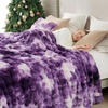 image:imageCozy Bliss Faux Fur Throw Blanket for Couch Fuzzy Soft Plush Thick Bubble Blanket for Sofa Bedroom Living Room 50  60 Inches BeigeTiedye Purple
