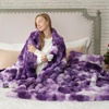 image:imageCozy Bliss Faux Fur Throw Blanket for Couch Fuzzy Soft Plush Thick Bubble Blanket for Sofa Bedroom Living Room 50  60 Inches BeigeTiedye Purple