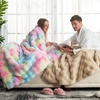 image:imageCozy Bliss Faux Fur Throw Blanket for Couch Fuzzy Soft Plush Thick Bubble Blanket for Sofa Bedroom Living Room 50  60 Inches BeigeTiedye Rainbow