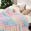 image:imageCozy Bliss Faux Fur Throw Blanket for Couch Fuzzy Soft Plush Thick Bubble Blanket for Sofa Bedroom Living Room 50  60 Inches BeigeTiedye Rainbow