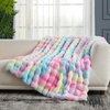 image:imageCozy Bliss Faux Fur Throw Blanket for Couch Fuzzy Soft Plush Thick Bubble Blanket for Sofa Bedroom Living Room 50  60 Inches BeigeTiedye Rainbow