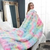 image:imageCozy Bliss Faux Fur Throw Blanket for Couch Fuzzy Soft Plush Thick Bubble Blanket for Sofa Bedroom Living Room 50  60 Inches BeigeTiedye Rainbow