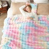 image:imageCozy Bliss Faux Fur Throw Blanket for Couch Fuzzy Soft Plush Thick Bubble Blanket for Sofa Bedroom Living Room 50  60 Inches BeigeTiedye Rainbow