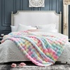 image:imageCozy Bliss Faux Fur Throw Blanket for Couch Fuzzy Soft Plush Thick Bubble Blanket for Sofa Bedroom Living Room 50  60 Inches BeigeTiedye Rainbow