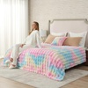 image:imageCozy Bliss Faux Fur Throw Blanket for Couch Fuzzy Soft Plush Thick Bubble Blanket for Sofa Bedroom Living Room 50  60 Inches BeigeTiedye Rainbow