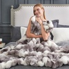 image:imageCozy Bliss Faux Fur Throw Blanket for Couch Fuzzy Soft Plush Thick Bubble Blanket for Sofa Bedroom Living Room 50  60 Inches BeigeTiedye Taupe