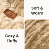 image:imageCozy Bliss Faux Fur Throw Blanket for Couch Fuzzy Soft Plush Thick Warm Fluffy Reversible Wave Textured Blanket for Sofa Bedroom Living Room 55  70 Inches Cream WhiteTiedye Khaki