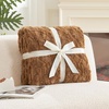 image:imageCozy Bliss Faux Fur Throw Blanket for Couch Fuzzy Soft Plush Thick Warm Fluffy Reversible Wave Textured Blanket for Sofa Bedroom Living Room 55  70 Inches Cream WhiteBrown