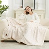 image:imageCozy Bliss Faux Fur Throw Blanket for Couch Fuzzy Soft Plush Thick Warm Fluffy Reversible Wave Textured Blanket for Sofa Bedroom Living Room 55  70 Inches Cream WhiteCream White