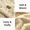 image:imageCozy Bliss Faux Fur Throw Blanket for Couch Fuzzy Soft Plush Thick Warm Fluffy Reversible Wave Textured Blanket for Sofa Bedroom Living Room 55  70 Inches Cream WhiteKhaki
