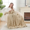 image:imageCozy Bliss Faux Fur Throw Blanket for Couch Fuzzy Soft Plush Thick Warm Fluffy Reversible Wave Textured Blanket for Sofa Bedroom Living Room 55  70 Inches Cream WhiteKhaki