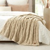 image:imageCozy Bliss Faux Fur Throw Blanket for Couch Fuzzy Soft Plush Thick Warm Fluffy Reversible Wave Textured Blanket for Sofa Bedroom Living Room 55  70 Inches Cream WhiteKhaki