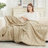 image:imageCozy Bliss Faux Fur Throw Blanket for Couch Fuzzy Soft Plush Thick Warm Fluffy Reversible Wave Textured Blanket for Sofa Bedroom Living Room 55  70 Inches Cream WhiteKhaki