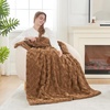 image:imageCozy Bliss Faux Fur Throw Blanket for Couch Fuzzy Soft Plush Thick Warm Fluffy Reversible Wave Textured Blanket for Sofa Bedroom Living Room 55  70 Inches Cream WhiteBrown
