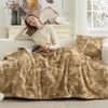 image:imageCozy Bliss Faux Fur Throw Blanket for Couch Fuzzy Soft Plush Thick Warm Fluffy Reversible Wave Textured Blanket for Sofa Bedroom Living Room 55  70 Inches Cream WhiteTiedye Khaki