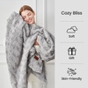 image:imageCozy Bliss Faux Fur Throw Blanket for Couch Fuzzy Soft Plush Thick Warm Fluffy Reversible Wave Textured Blanket for Sofa Bedroom Living Room 55  70 Inches Cream WhiteGrey