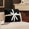 image:imageCozy Bliss Faux Fur Throw Blanket for Couch Fuzzy Soft Plush Thick Warm Fluffy Reversible Wave Textured Blanket for Sofa Bedroom Living Room 55  70 Inches Cream WhiteBlack