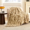 image:imageCozy Bliss Faux Fur Throw Blanket for Couch Fuzzy Soft Plush Thick Warm Fluffy Reversible Wave Textured Blanket for Sofa Bedroom Living Room 55  70 Inches Cream WhiteTiedye Khaki