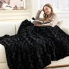 image:imageCozy Bliss Faux Fur Throw Blanket for Couch Fuzzy Soft Plush Thick Warm Fluffy Reversible Wave Textured Blanket for Sofa Bedroom Living Room 55  70 Inches Cream WhiteBlack
