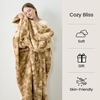 image:imageCozy Bliss Faux Fur Throw Blanket for Couch Fuzzy Soft Plush Thick Warm Fluffy Reversible Wave Textured Blanket for Sofa Bedroom Living Room 55  70 Inches Cream WhiteTiedye Khaki