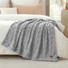 image:imageCozy Bliss Faux Fur Throw Blanket for Couch Fuzzy Soft Plush Thick Warm Fluffy Reversible Wave Textured Blanket for Sofa Bedroom Living Room 55  70 Inches Cream WhiteGrey