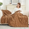 image:imageCozy Bliss Faux Fur Throw Blanket for Couch Fuzzy Soft Plush Thick Warm Fluffy Reversible Wave Textured Blanket for Sofa Bedroom Living Room 55  70 Inches Cream WhiteBrown