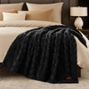 image:imageCozy Bliss Faux Fur Throw Blanket for Couch Fuzzy Soft Plush Thick Warm Fluffy Reversible Wave Textured Blanket for Sofa Bedroom Living Room 55  70 Inches Cream WhiteBlack