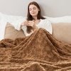 image:imageCozy Bliss Faux Fur Throw Blanket for Couch Fuzzy Soft Plush Thick Warm Fluffy Reversible Wave Textured Blanket for Sofa Bedroom Living Room 55  70 Inches Cream WhiteBrown