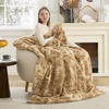 image:imageCozy Bliss Faux Fur Throw Blanket for Couch Fuzzy Soft Plush Thick Warm Fluffy Reversible Wave Textured Blanket for Sofa Bedroom Living Room 55  70 Inches Cream WhiteTiedye Khaki