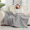 image:imageCozy Bliss Faux Fur Throw Blanket for Couch Fuzzy Soft Plush Thick Warm Fluffy Reversible Wave Textured Blanket for Sofa Bedroom Living Room 55  70 Inches Cream WhiteGrey