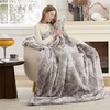 image:imageCozy Bliss Faux Fur Throw Blanket for Couch Fuzzy Soft Plush Thick Warm Fluffy Reversible Wave Textured Blanket for Sofa Bedroom Living Room 55  70 Inches Cream WhiteTiedye Grey