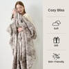 image:imageCozy Bliss Faux Fur Throw Blanket for Couch Fuzzy Soft Plush Thick Warm Fluffy Reversible Wave Textured Blanket for Sofa Bedroom Living Room 55  70 Inches Cream WhiteTiedye Grey