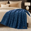 image:imageCozy Bliss Faux Fur Throw Blanket for Couch Fuzzy Soft Plush Thick Warm Fluffy Reversible Wave Textured Blanket for Sofa Bedroom Living Room 55  70 Inches Cream WhiteNavy Blue
