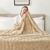 image:imageCozy Bliss Fluffy Faux Fur Throw Blanket for CouchWarm Cozy Soft Cream White Throw Blankets for Sofa Bed Living Room50x60 InchesBeige