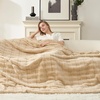 image:imageCozy Bliss Fluffy Faux Fur Throw Blanket for CouchWarm Cozy Soft Cream White Throw Blankets for Sofa Bed Living Room50x60 InchesBeige