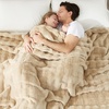 image:imageCozy Bliss Fluffy Faux Fur Throw Blanket for CouchWarm Cozy Soft Cream White Throw Blankets for Sofa Bed Living Room50x60 InchesBeige