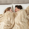 image:imageCozy Bliss Fluffy Faux Fur Throw Blanket for CouchWarm Cozy Soft Cream White Throw Blankets for Sofa Bed Living Room50x60 InchesBeige
