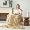 image:imageCozy Bliss Fluffy Faux Fur Throw Blanket for CouchWarm Cozy Soft Cream White Throw Blankets for Sofa Bed Living Room50x60 InchesBeige