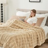 image:imageCozy Bliss Fluffy Faux Fur Throw Blanket for CouchWarm Cozy Soft Cream White Throw Blankets for Sofa Bed Living Room50x60 InchesBeige