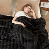 image:imageCozy Bliss Fluffy Faux Fur Throw Blanket for CouchWarm Cozy Soft Cream White Throw Blankets for Sofa Bed Living Room50x60 InchesBlack