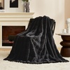 image:imageCozy Bliss Fluffy Faux Fur Throw Blanket for CouchWarm Cozy Soft Cream White Throw Blankets for Sofa Bed Living Room50x60 InchesBlack