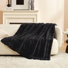 image:imageCozy Bliss Fluffy Faux Fur Throw Blanket for CouchWarm Cozy Soft Cream White Throw Blankets for Sofa Bed Living Room50x60 InchesBlack