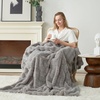 image:imageCozy Bliss Fluffy Faux Fur Throw Blanket for CouchWarm Cozy Soft Cream White Throw Blankets for Sofa Bed Living Room50x60 InchesGrey